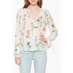 Parker Cassidy Floral Print Silk Top White S